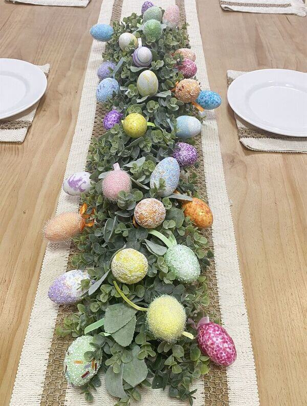 Easter egg garland tablescape