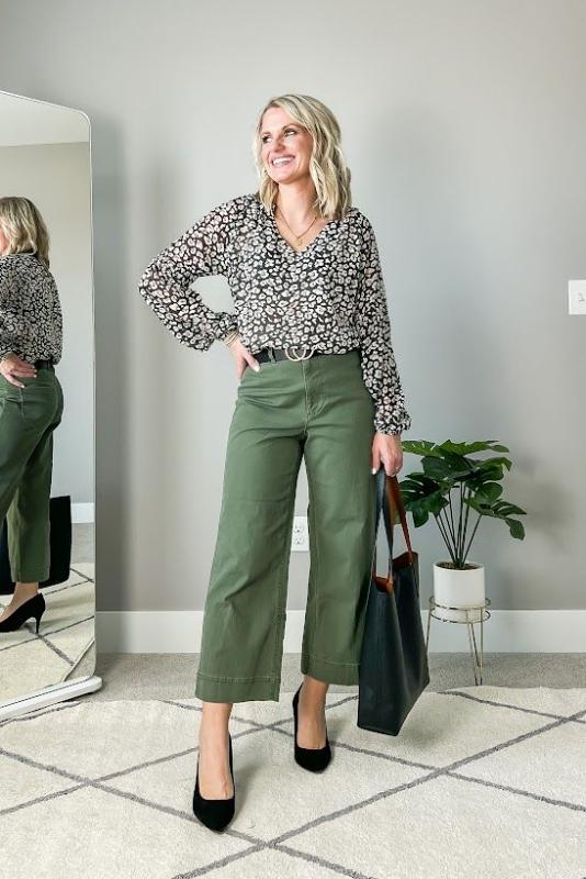 styling olive green pants for the office