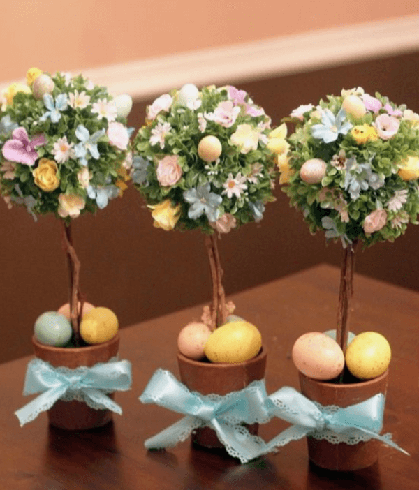 toppiary trees easter table decorations