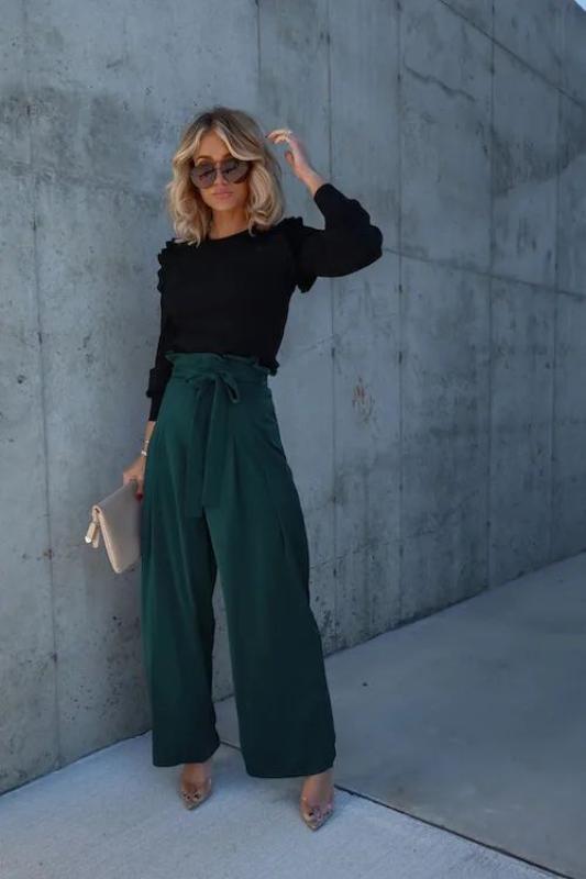 elegant olive green pants outfit