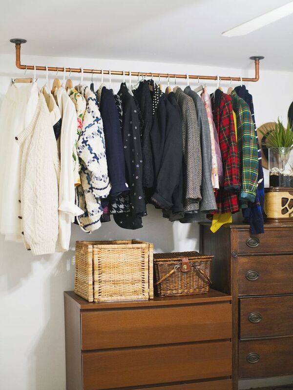 ceiling clothing rack bedroom storage ideas