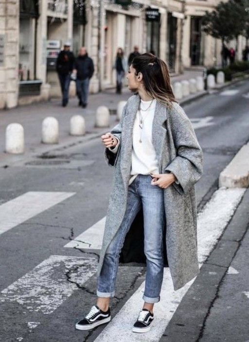 gray coat cute girlfriend outfits