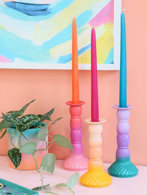 colorful candle holders spring decor ideas