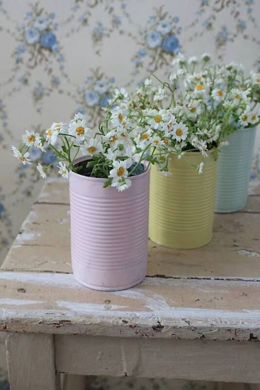 rustic pastel flower pots