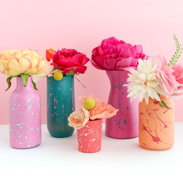 colorful vases with flowers spring decor ideas