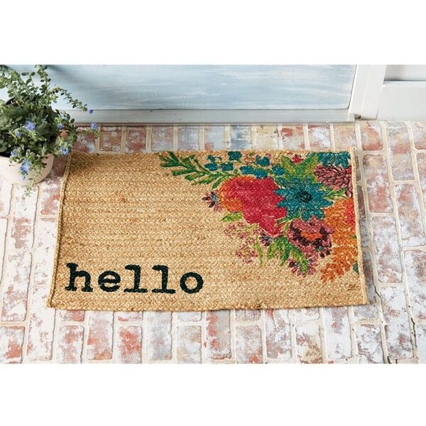 doormat with flowers for spring decor ideas