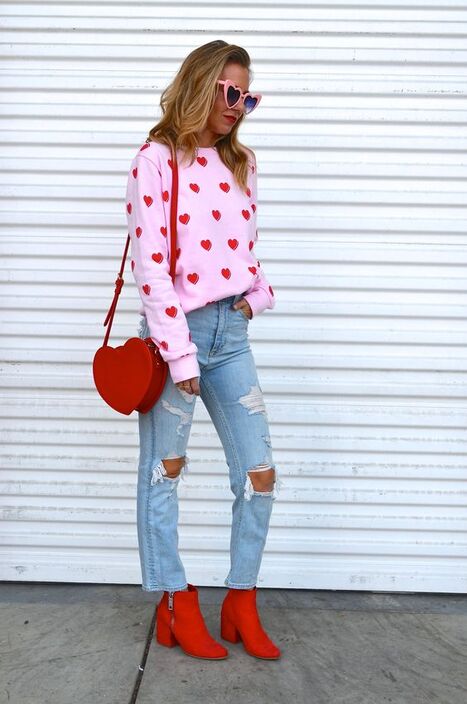 outfit for valentine's day with hearts