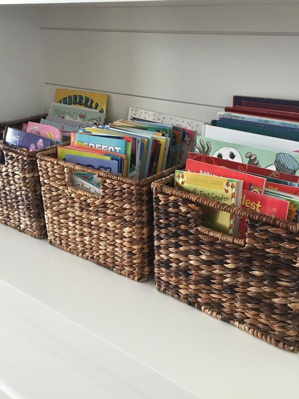 how to organize books without a bookshelf in book baskets