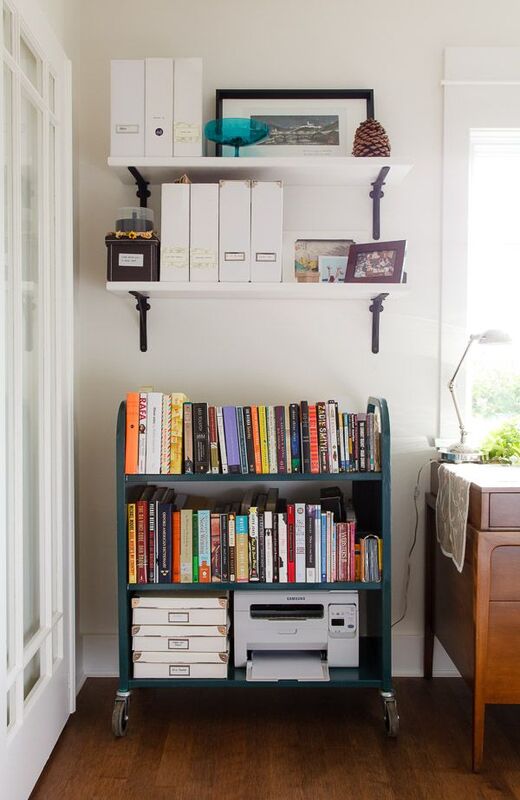 how to organize books without a bookshelf on a bar cart