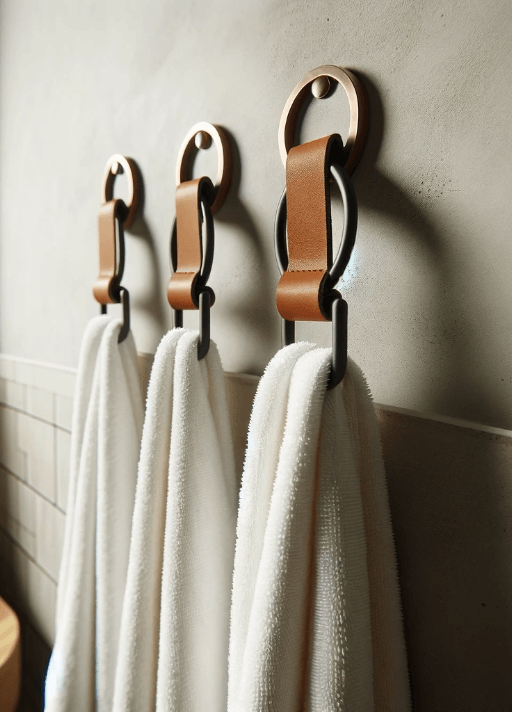 leather strap Bathroom Towel Hanger Ideas 