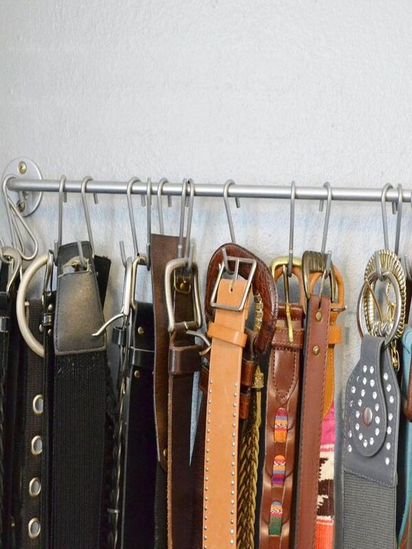 Organize belts in closet