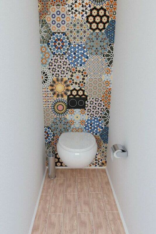 mosaic tiles over the toilet decor