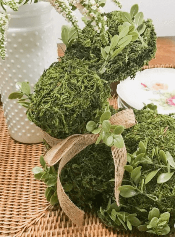 moss bunny easter decor for home