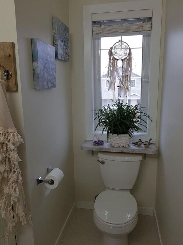 over the toilet decor window pane with a plant
