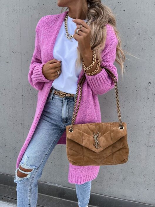 pink cardigan outfit for valentine's day