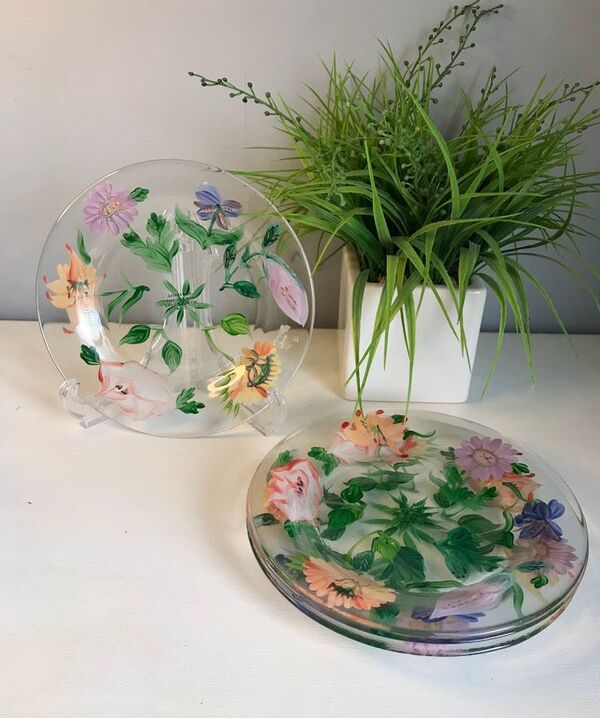 pressed flower plates easter table decor