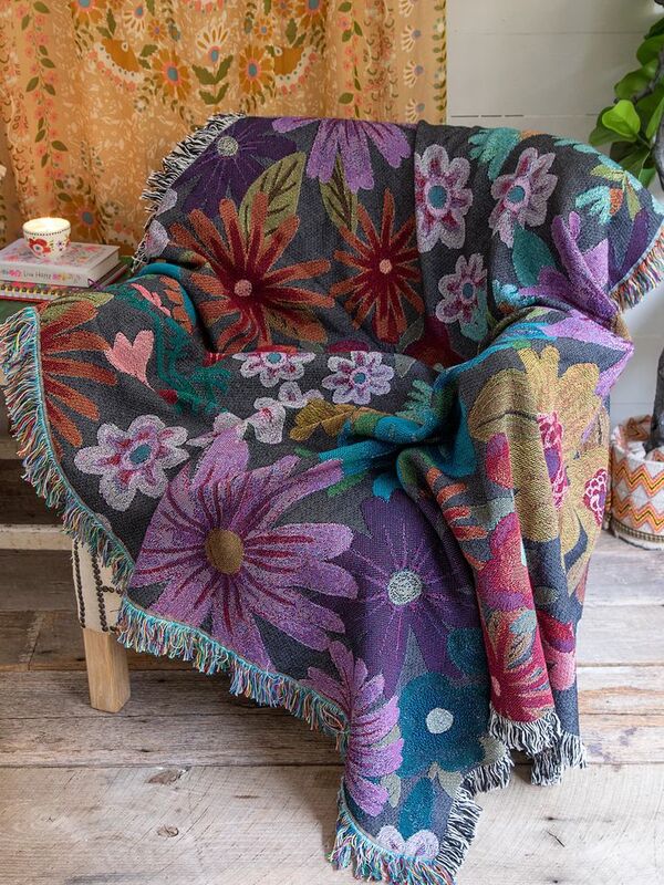 throw blanket with flowers