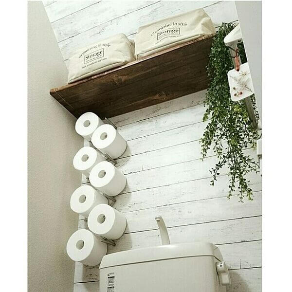 toilet paper over the toilet storage