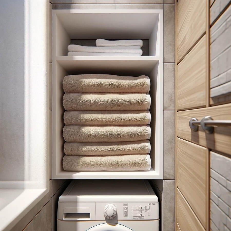 vertical shelf for storing beach towels