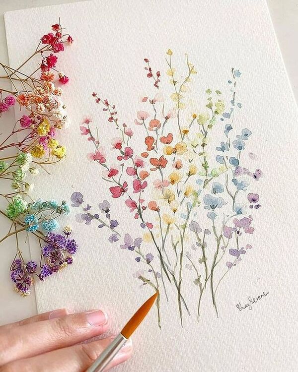watercolor painting spring decor ideas