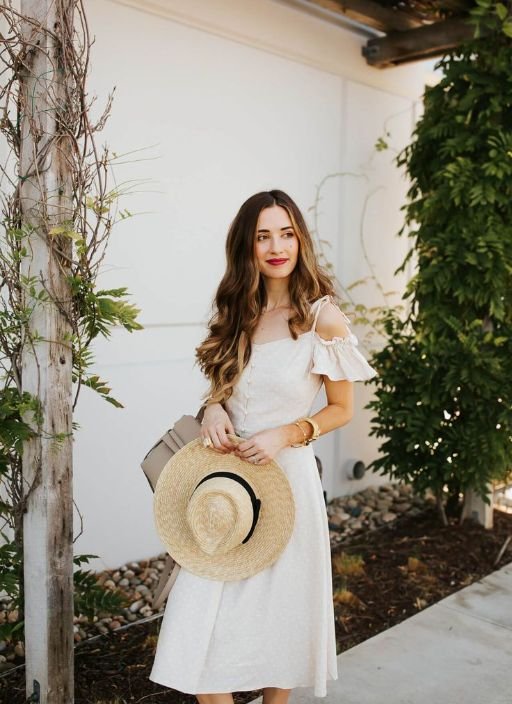 white dress and straw hat cute girlfriend outfits