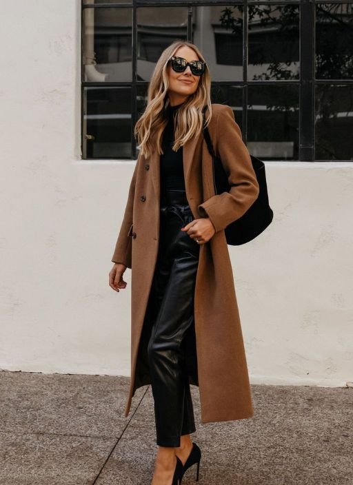 brown coat cute girlfriend outfits