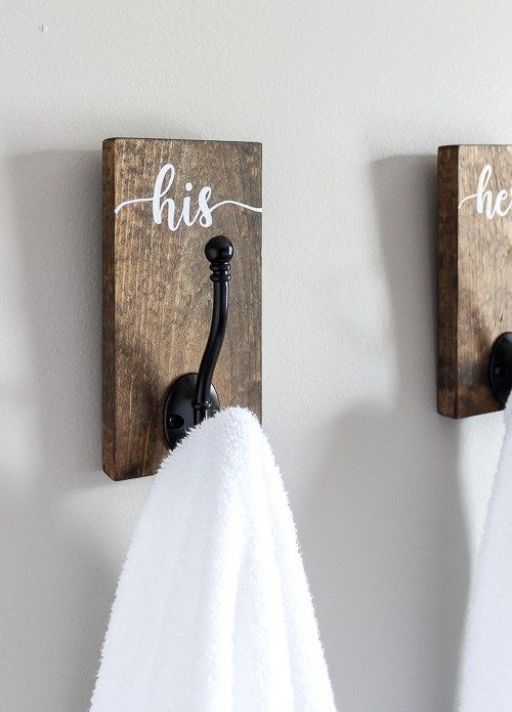 wooden hooks Bathroom Towel Hanger Ideas