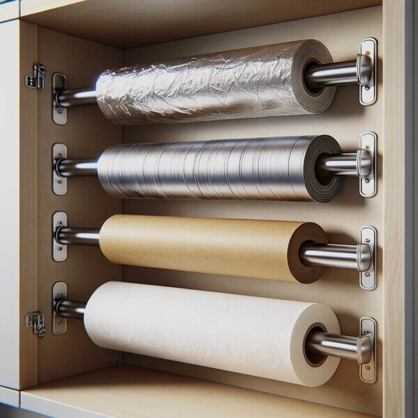 storage ideas for foil and plastic wrap