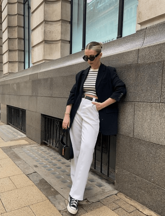 black and white blazer outfit