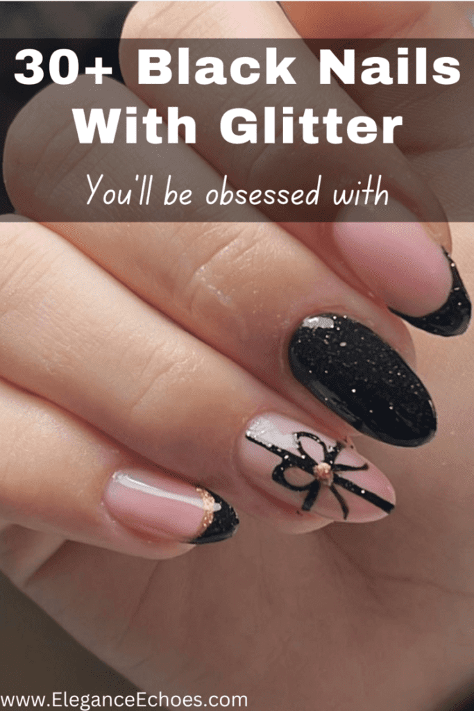 glitter black nail designs
