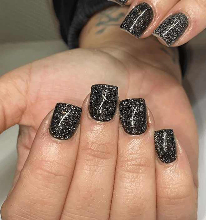 glitter black nails designs