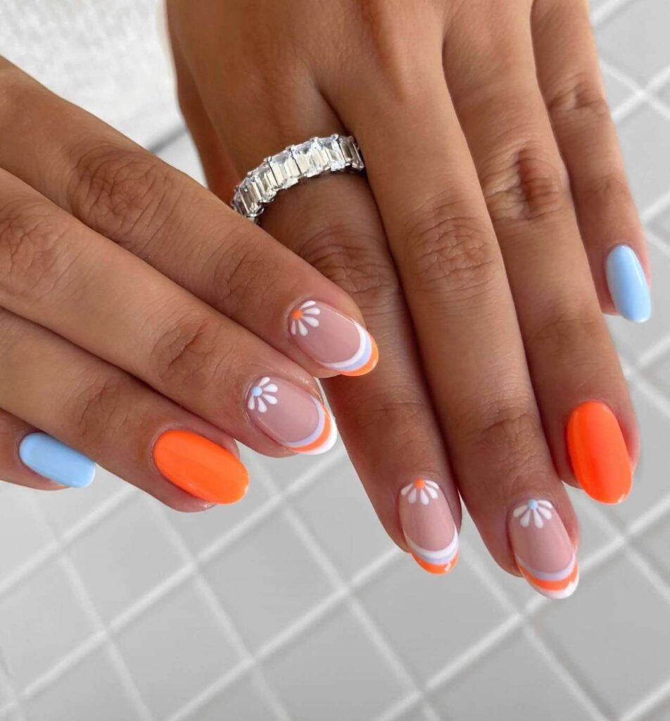 orange summer nails