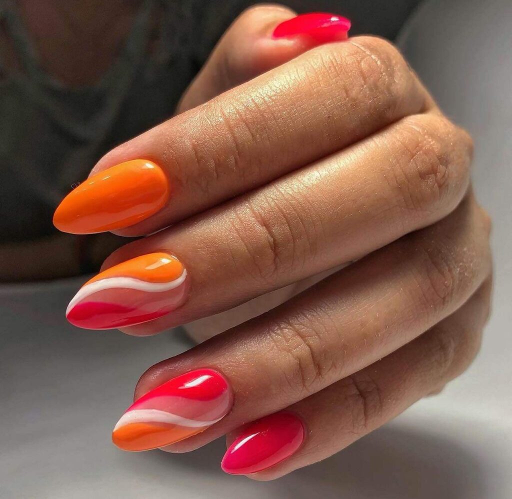orange summer nails