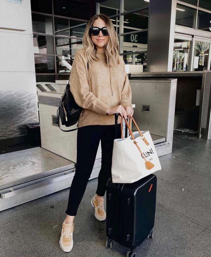 winter airport outfits