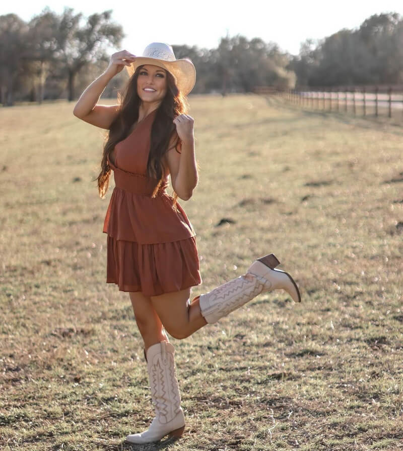 brown dress to wear with cowgirl boots
