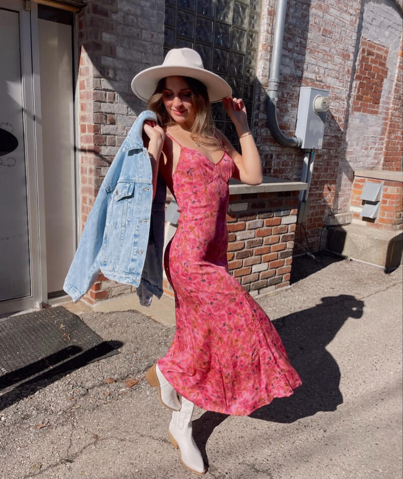 trendy dress to wear with cowgirl boots
