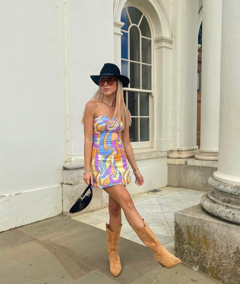 colorful dress to wear with cowgirl boots