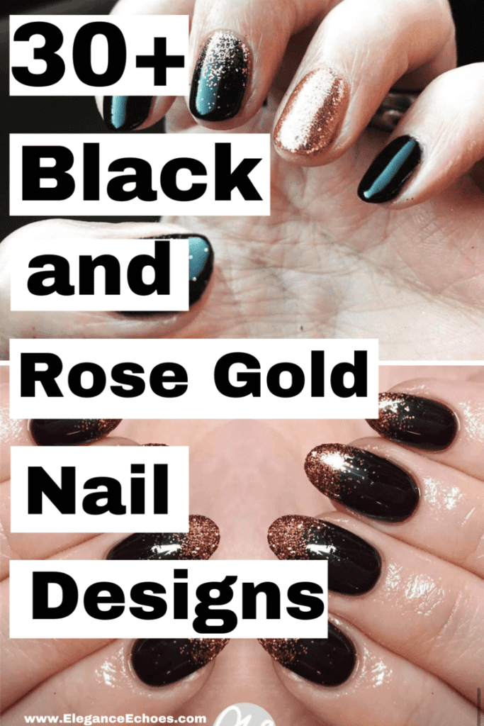 black and rose gold nail designs