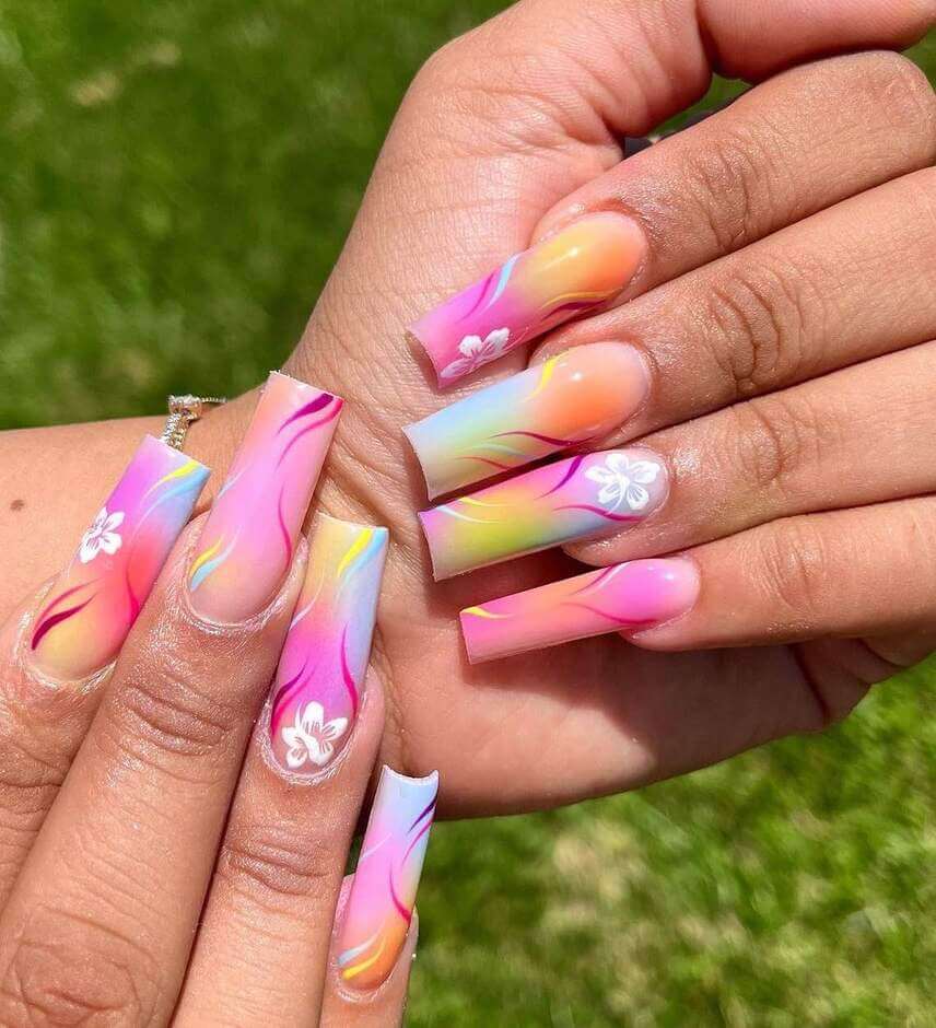 simple beach vacation nails
