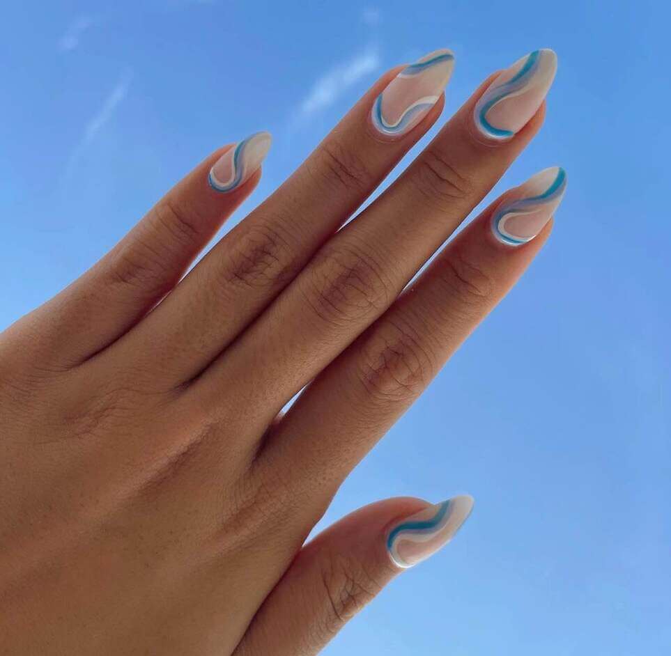 blue vacation nails designs