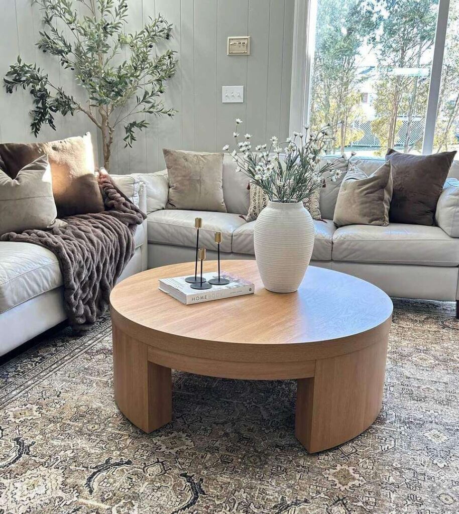 wooden coffee table styling ideas.