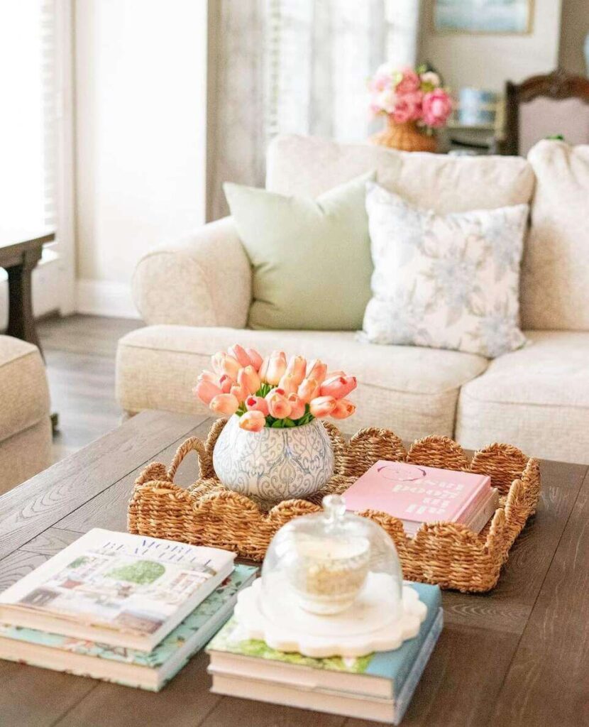 colorful coffee table styling