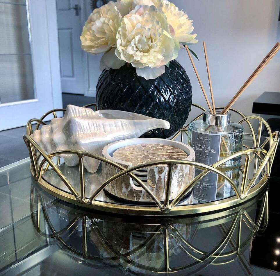 glass coffee table styling.