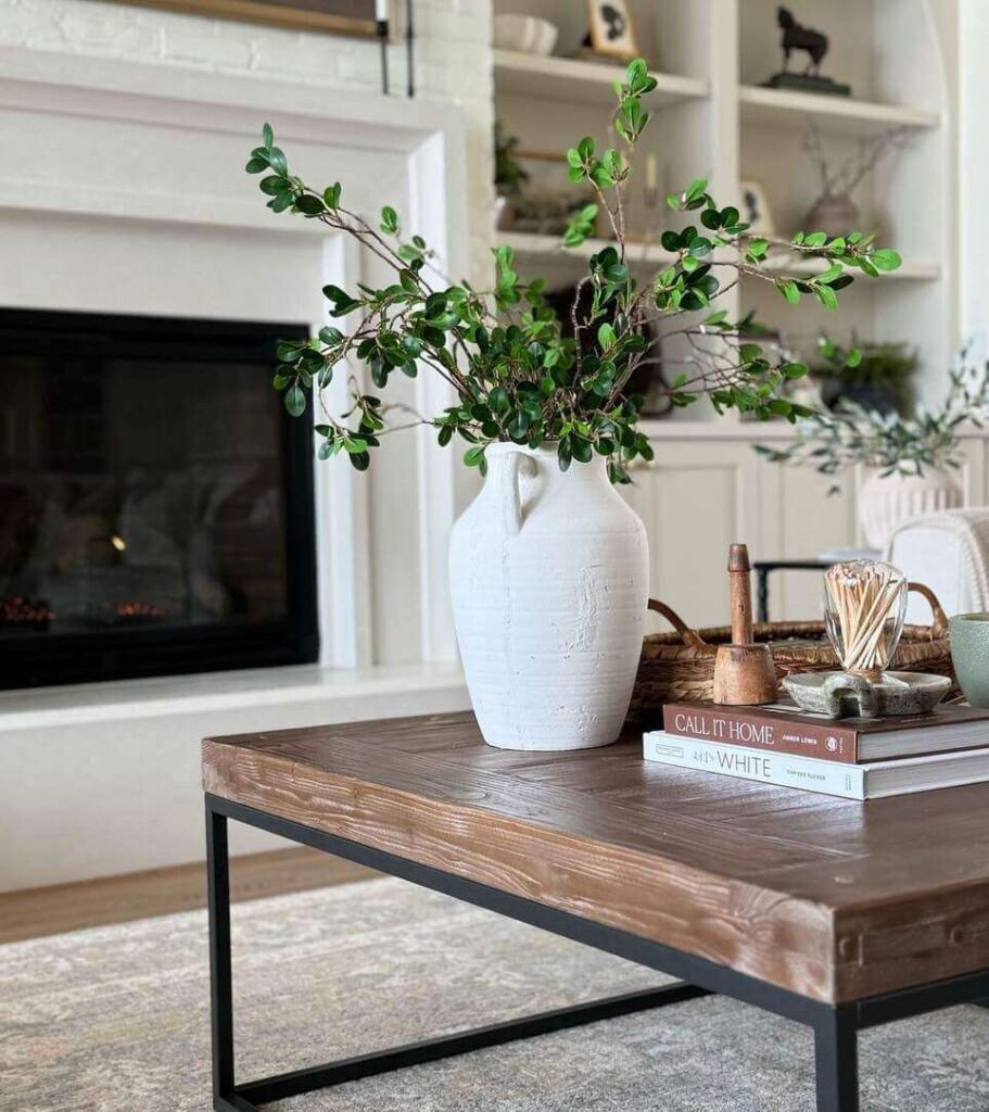 rustic coffee table styling ideas.