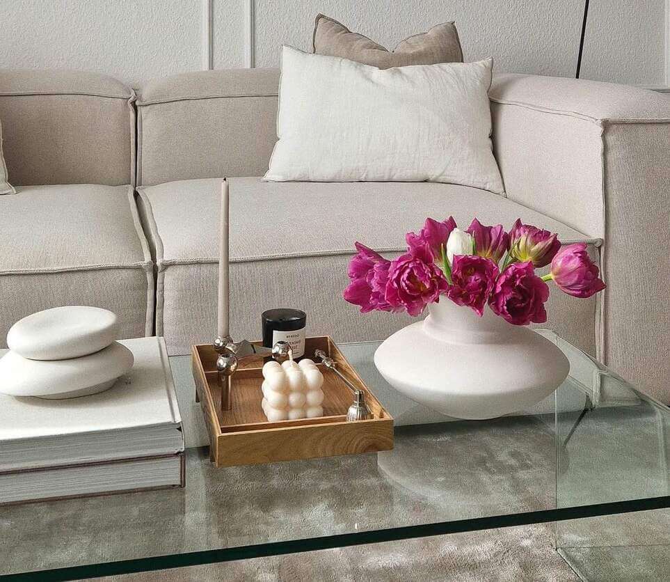 glass coffee table styling ideas.
