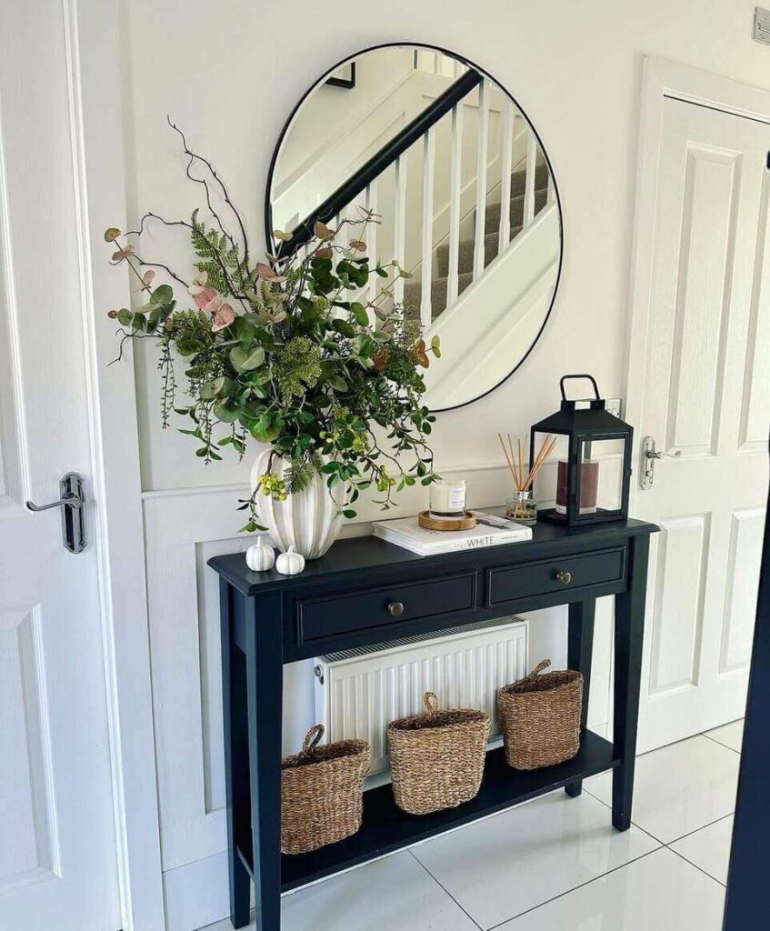 modern under stairs console table decor