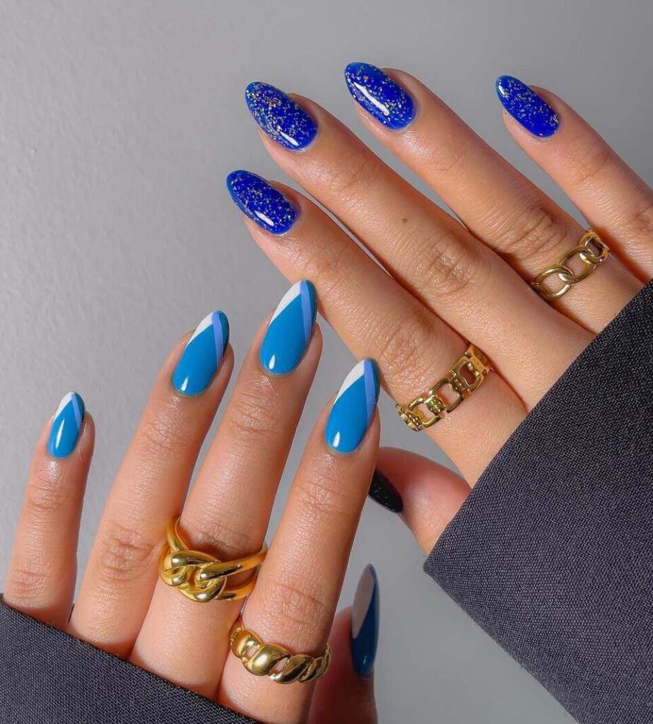 blue graduation nails.