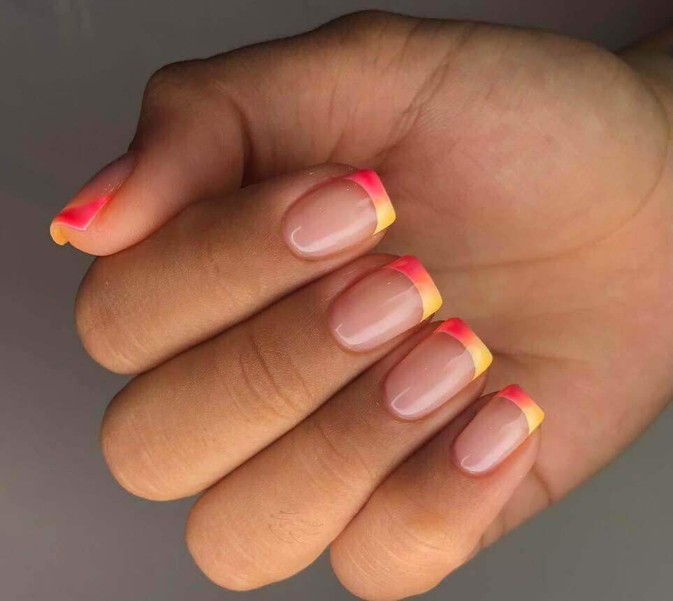 orange ombre graduation nails.
