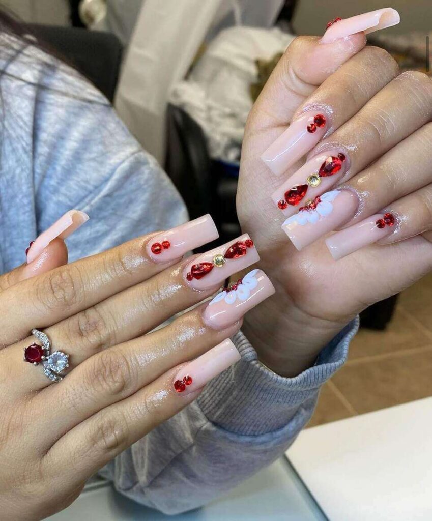 ruby red graduation nails.
