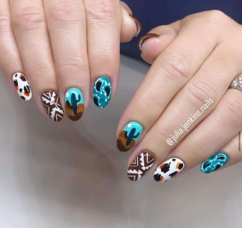 turquoise western nail designs